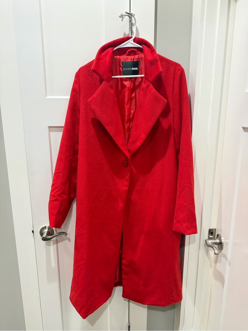 Fashion Nova Red Long Overcoat Trench Pea Coat Size XL